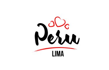 Kırmızı kalpli ve başkenti Lima yaratıcı Peru ülkesi.