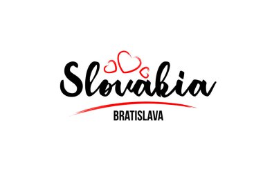 Kızıl kalpli Slovakya ülkesi ve başkenti Bratislava 