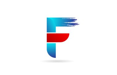 Şirket için grunge fırça desenli F mavi alfabe harfi