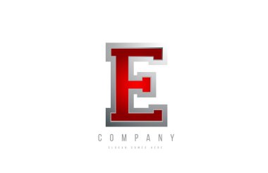Şirket simgesi için E kırmızı metalik gri logo harfi alfabesi 
