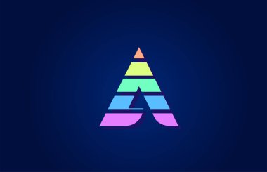 Şirket logo simgesi için renkli alfabe harfi A dizaynı