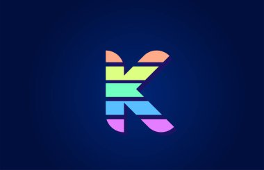 Şirket logo simgesi için renkli alfabe harfi K 'nin tasarımı