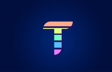 Şirket logo simgesi için T harfi renkli alfabe dizaynı