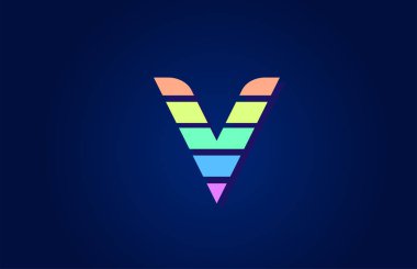 Şirketin logo simgesi için renkli alfabe harfi V dizaynı