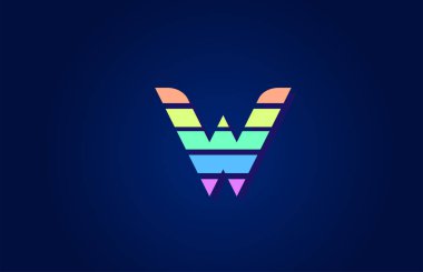 Şirketin logo simgesi için renkli alfabe harfi W 'nin tasarımı