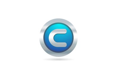 Şirket veya otobüs için C alfabesi mavi metal logo tasarımı