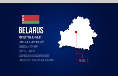 Belarus ülke bilgileri bayrak ve harita yaratıcı tasarımı ile