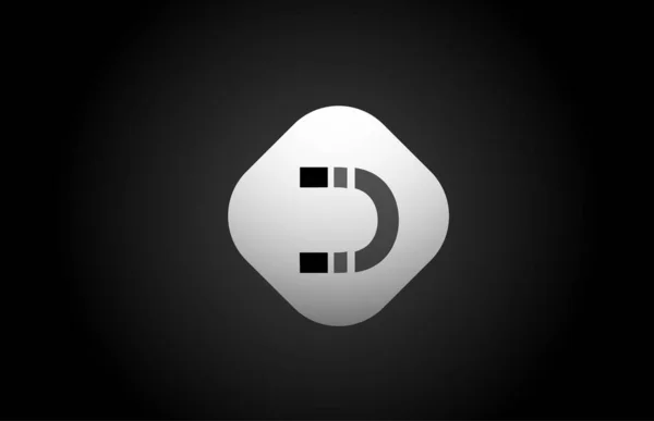 Alfabeto preto branco D letra logotipo forma ícone para o projeto da empresa — Vetor de Stock