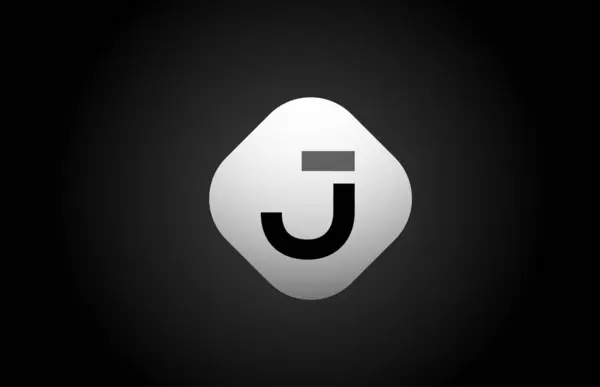 Alfabeto nero bianco J lettera logo forma icona per il design aziendale — Vettoriale Stock