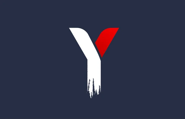 Y weiß rot blau Buchstabe mit Grunge-Pinsel-Endung für co — Stockvektor