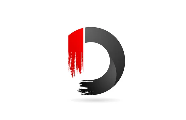 D αλφάβητο γράμμα κόκκινο μαύρο με grunge μοτίβο βούρτσα για compan — Διανυσματικό Αρχείο