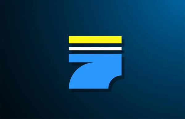 7 nummer blauw geel wit logo voor bedrijfslogo ontwerp — Stockvector