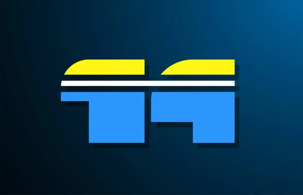 Logotipo branco amarelo azul de 14 números para o projeto do ícone da empresa — Vetor de Stock