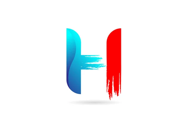 H ตัวอักษรสีน้ําเงินสีแดงตัวอักษรที่มีรูปแบบแปรงกรองจ์สําหรับ บริษัท — ภาพเวกเตอร์สต็อก