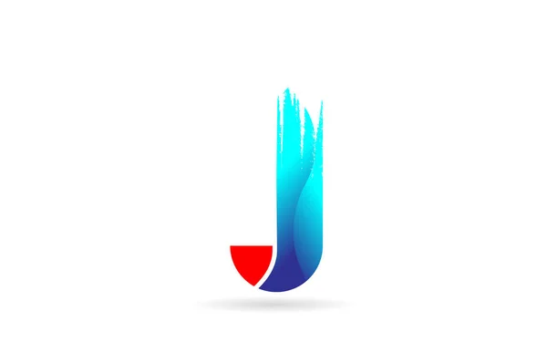 J azul alfabeto vermelho letra com padrão de escova grunge para a empresa — Vetor de Stock