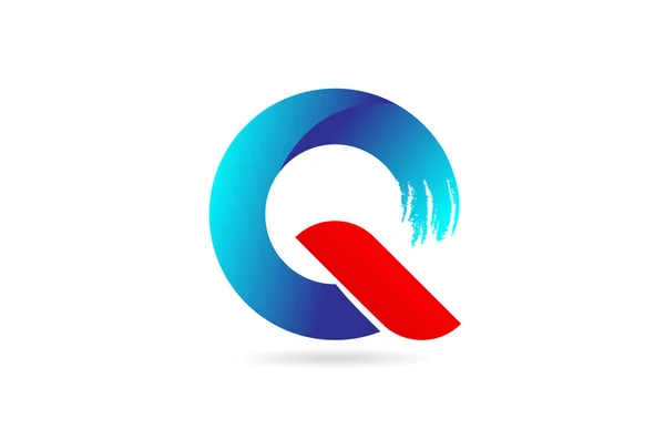Q azul alfabeto vermelho letra com padrão de escova grunge para a empresa — Vetor de Stock