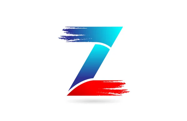 Huruf Z biru alfabet merah dengan pola grunge brush untuk perusahaan - Stok Vektor
