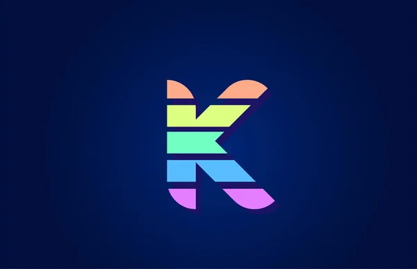 Σχεδιασμός χρωματιστό αλφάβητο γράμμα K σε για το λογότυπο της εταιρείας εικονίδιο des — Διανυσματικό Αρχείο