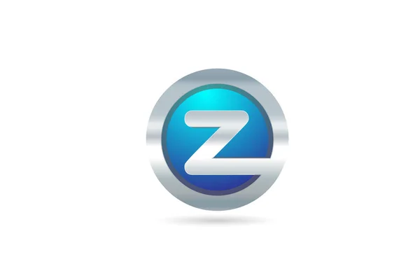 Zアルファベット文字会社やバスのための青金属ロゴアイコンのデザイン — ストックベクタ