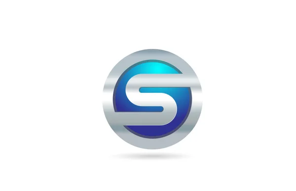 S алфавит буква синий металл логотип иконка для компании или автобуса — стоковый вектор