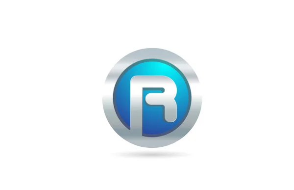 R alfabetet bokstav blå metall logotyp ikon design för företag eller buss — Stock vektor
