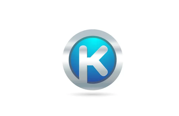 K алфавит буква синий металл логотип иконка для компании или автобуса — стоковый вектор