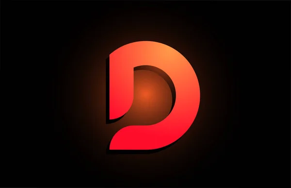 Alfabeto da letra do logotipo preto laranja D para o projeto do ícone da empresa — Vetor de Stock