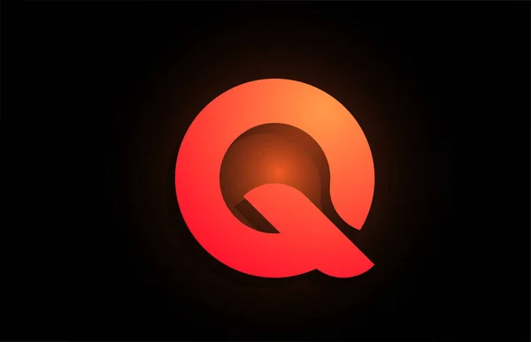 Q arancio nero logo lettera alfabeto per la società icona design — Vettoriale Stock