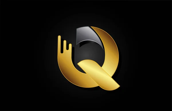 Letra Q del alfabeto de oro o oro para el diseño del logotipo del icono de la empresa — Vector de stock
