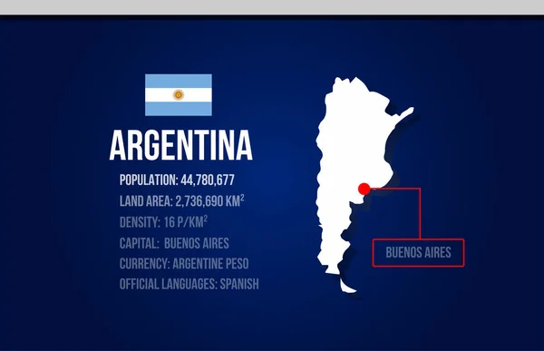 Argentina país infografía con bandera y mapa diseño creativo — Archivo Imágenes Vectoriales