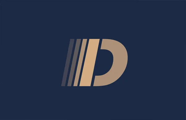 Alfabeto D azul letra marrón logotipo icono para la empresa y el negocio — Vector de stock