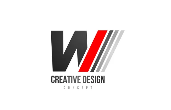 Lettera rossa alfabeto nero W logo icona design per l'azienda o busi — Vettoriale Stock