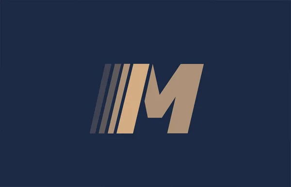 Alfabe M mavi harf kahverengi logo şirket ve iş simgesi — Stok Vektör