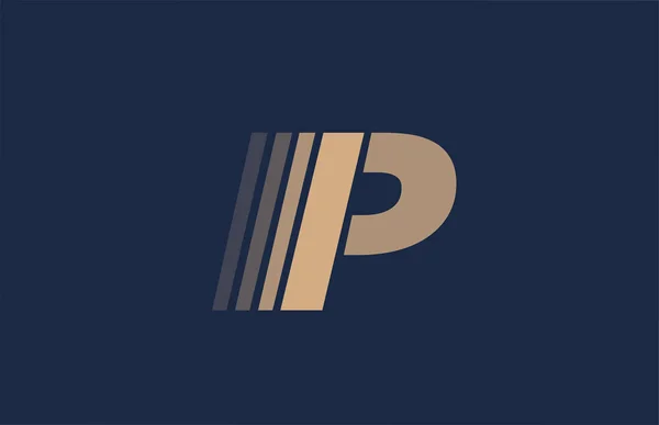 Alfabeto P azul letra marrón logotipo icono para la empresa y el negocio — Vector de stock