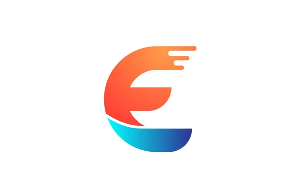 Letra E en color azul anaranjado del alfabeto para el icono de la empresa logo des — Archivo Imágenes Vectoriales