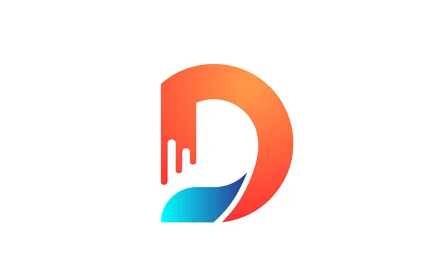 Bokstaven D i orange blått alfabet färg för företag ikon logotyp des — Stock vektor