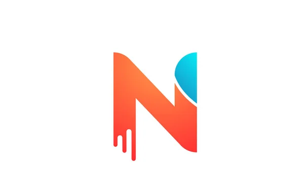 Letra N en color azul anaranjado del alfabeto para el icono de la empresa logo des — Vector de stock