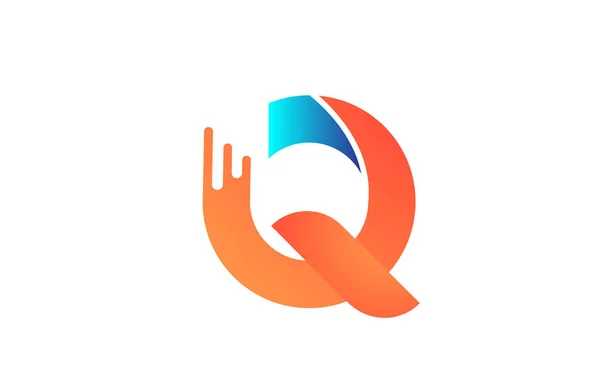 Buchstabe q in orange blaues Alphabet Farbe für Firmensymbol logo des — Stockvektor