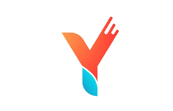 Písmeno Y v oranžové modré abecedě barva pro ikonu společnosti logo des — Stockový vektor