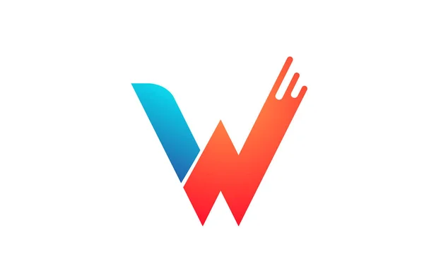 Letter W in orange blue alphabet color for company icon logo des — Stock Vector