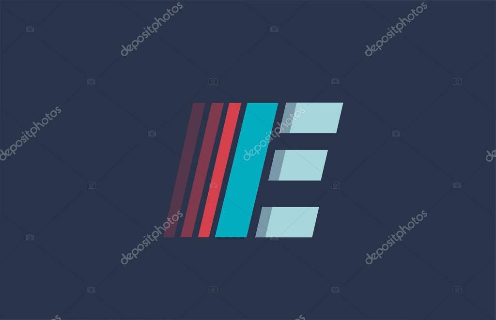 E alphabet letter blue red logo icon design for company or business. Suitable as a logotype