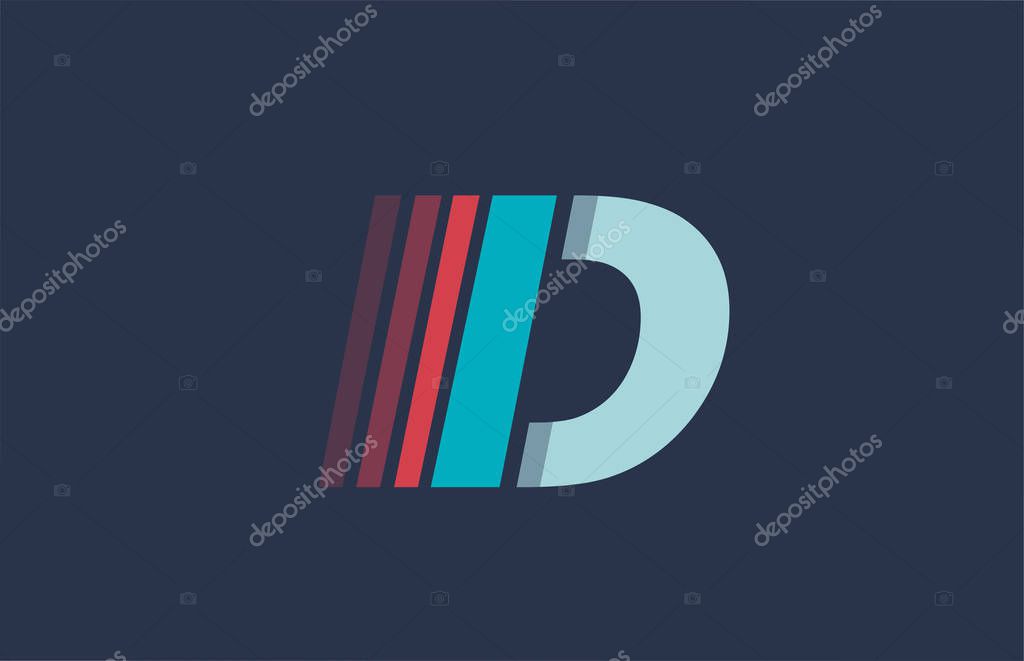 D alphabet letter blue red logo icon design for company or business. Suitable as a logotype