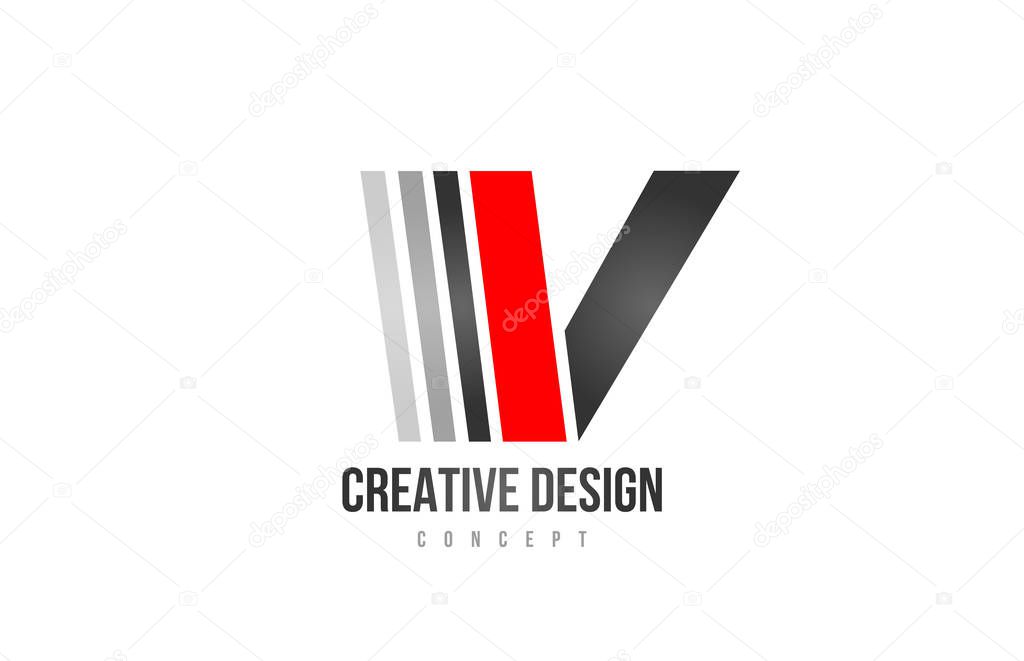 Red black alphabet letter V logo icon design for company or business. Suitable as a logotype