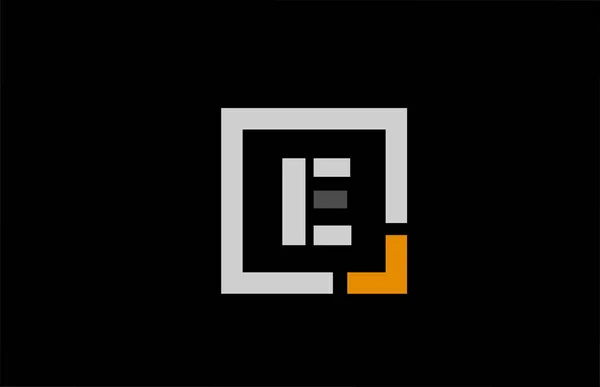 Negro blanco naranja letra cuadrada E alfabeto logotipo icono de diseño para — Vector de stock