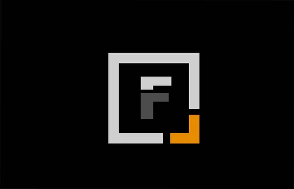 Negro blanco naranja letra cuadrada F alfabeto logotipo icono de diseño para — Vector de stock