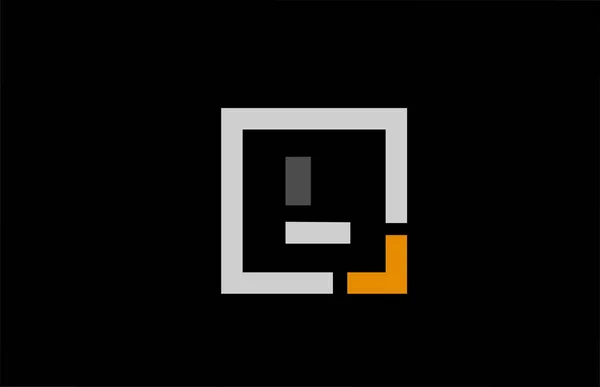 Negro blanco naranja letra cuadrada L alfabeto logotipo icono de diseño para — Vector de stock