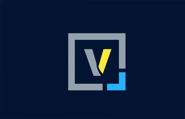 Blue yellow letter V alphabet logo design icon for business — Stock Vector
