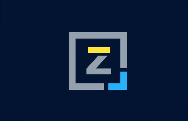 Azul amarelo letra Z alfabeto logotipo ícone de design para o negócio — Vetor de Stock