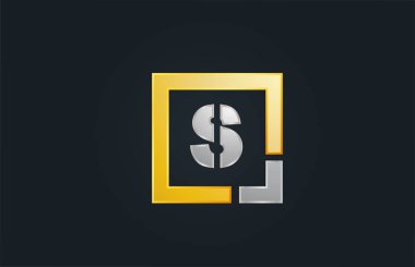 altın gümüş metal harf S alfabe logo tasarım simgesi
