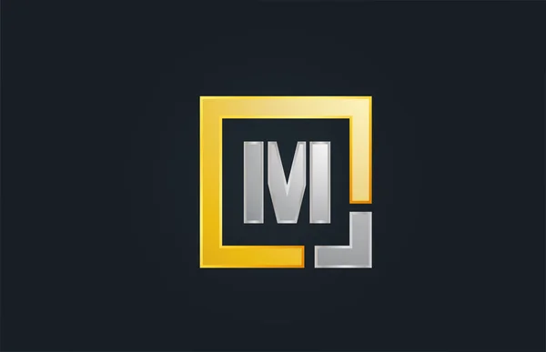 Złota srebrna metalowa litera logo alfabetu M ikona projektu dla firm — Wektor stockowy